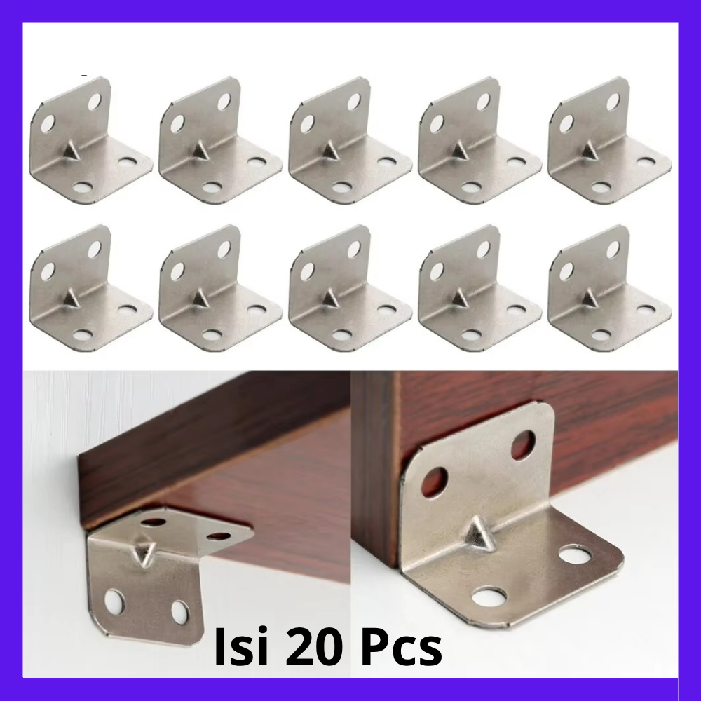 Plat Siku L Besi Iron Corner Bracket 20 PCS Bracket Bracket Siku L Ambalan L Plat Siku