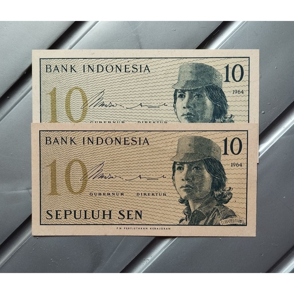 uang kuno 10 sen Dwi kora tahun 1964 asli original
