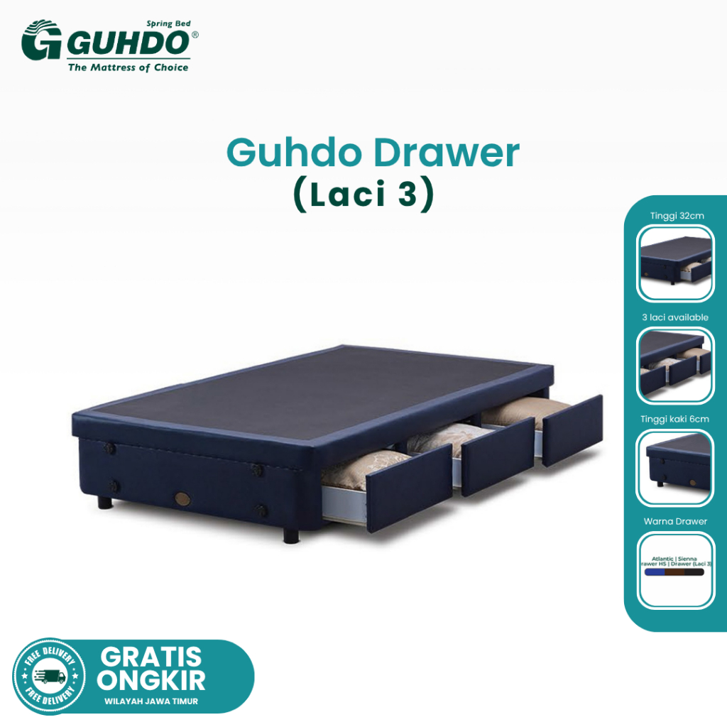 GUHDO Divan Drawer Laci Tiga (Hanya Divan)