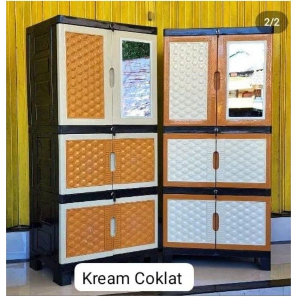 Lemari Plastik Lemari Pakaian Susun 4 Full Kunci