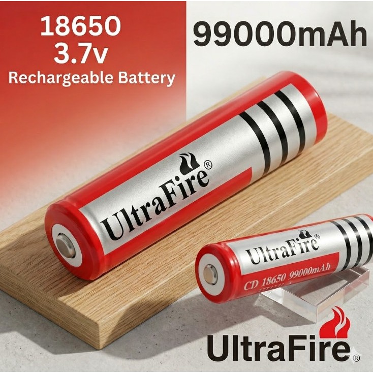 99000Mah Baterai Cas 18650 3.7V UltraFire Batre Rechargeable Senter Police Swat