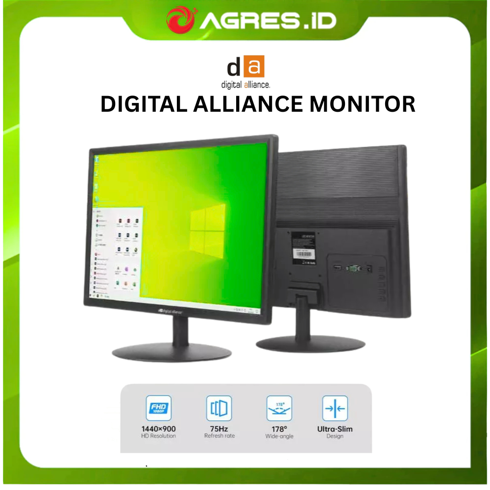 DIGITAL ALLIANCE MONITOR 19 - 22 INCH HD 900P 5MS 75HZ VGA HDMI BLACK DA19-BGS75T
