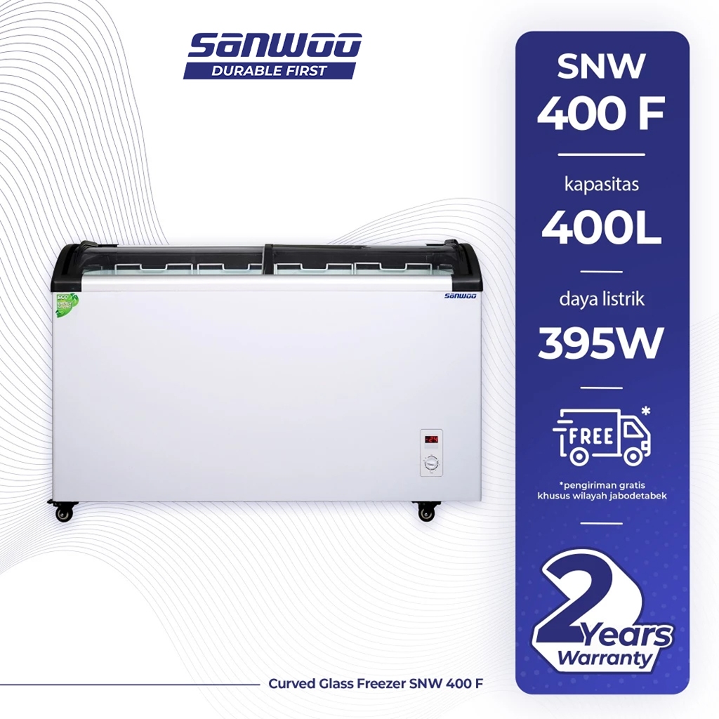Freezer Sanwoo Sliding Curved Glass SNW 400F / Freezer Sliding Curved Glass 400L