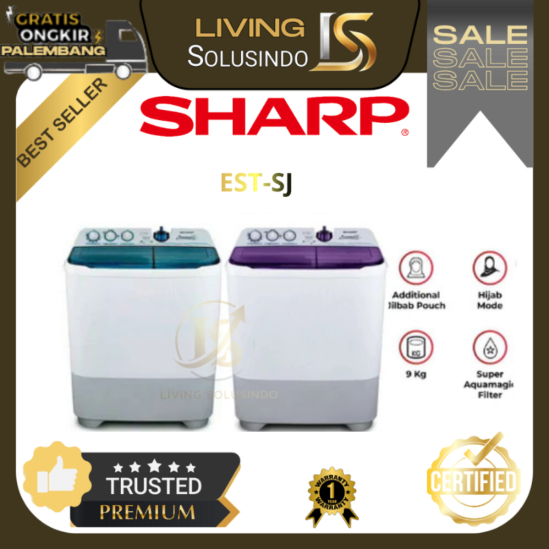 Mesin Cuci Sharp 2 Tabung EST1070SJ / EST1270SJ Mesin Cuci Dua Tabung 10KG / 12KG Sharp