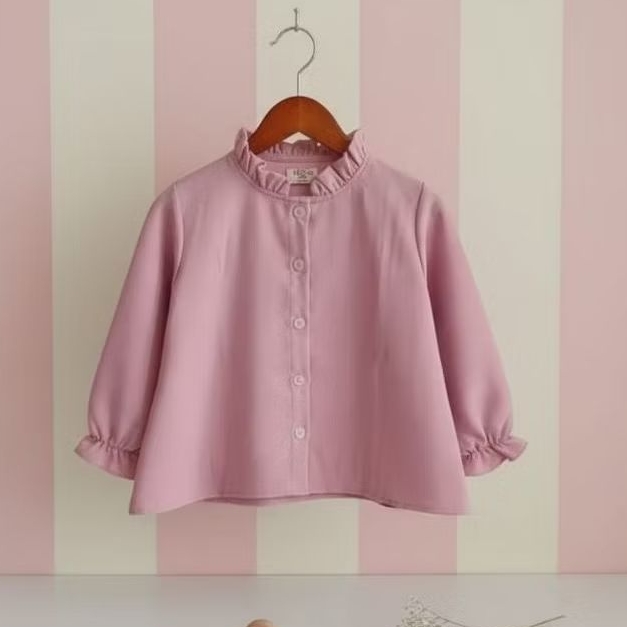 baju atasan anak perempuan 3-10 tahun/blus kemeja anak putih usia 3-10tahun