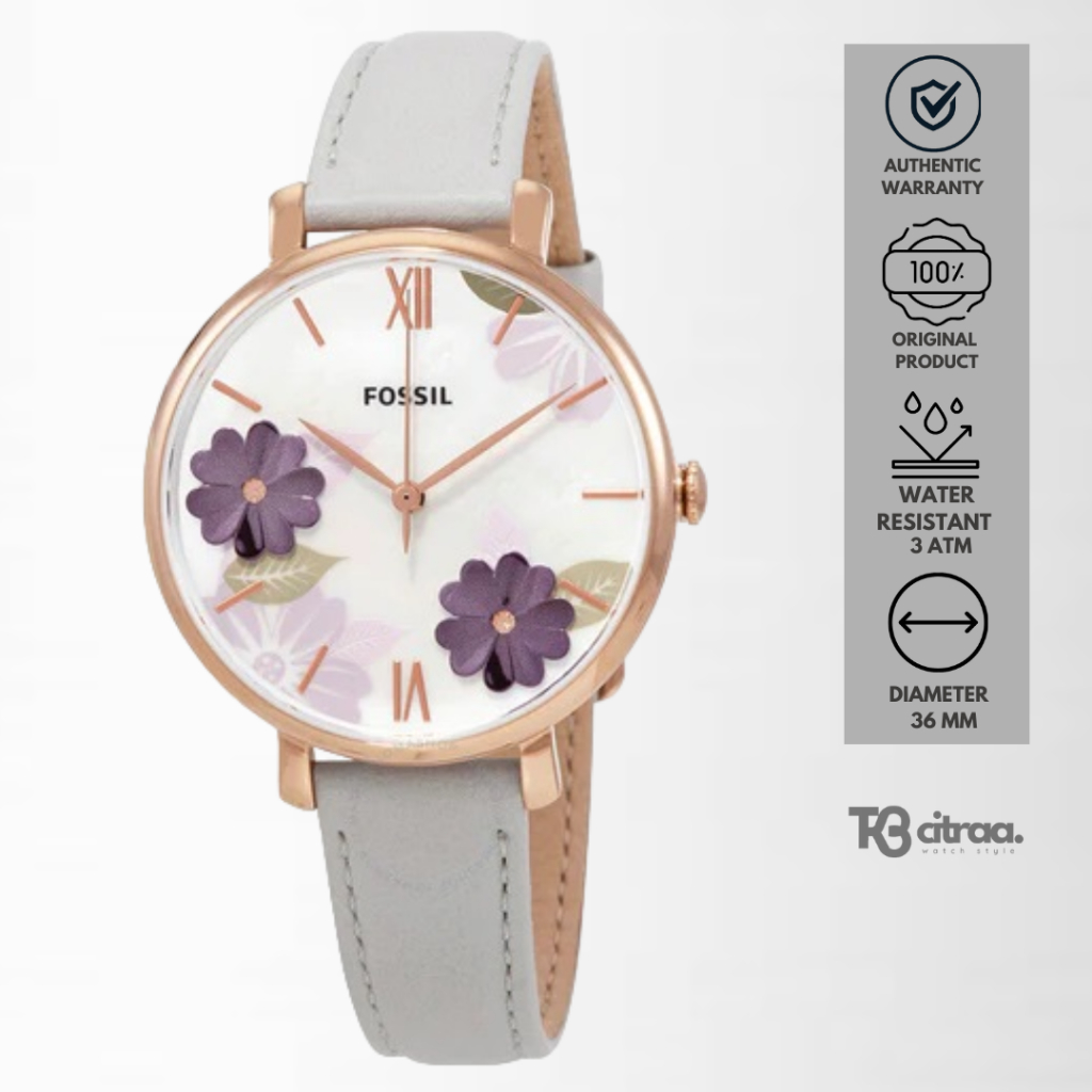 Jam Tangan Wanita Fossil Jacqueline Kulit Motif Casual Original ES4672