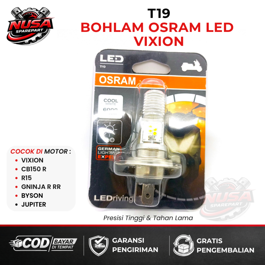 T19 BOHLAM OSRAM LAMPU LED DEPAN OSRAM LED PUTIH SUPER TERANG MOTOR VIXION / CB150 R / NINJA RR R