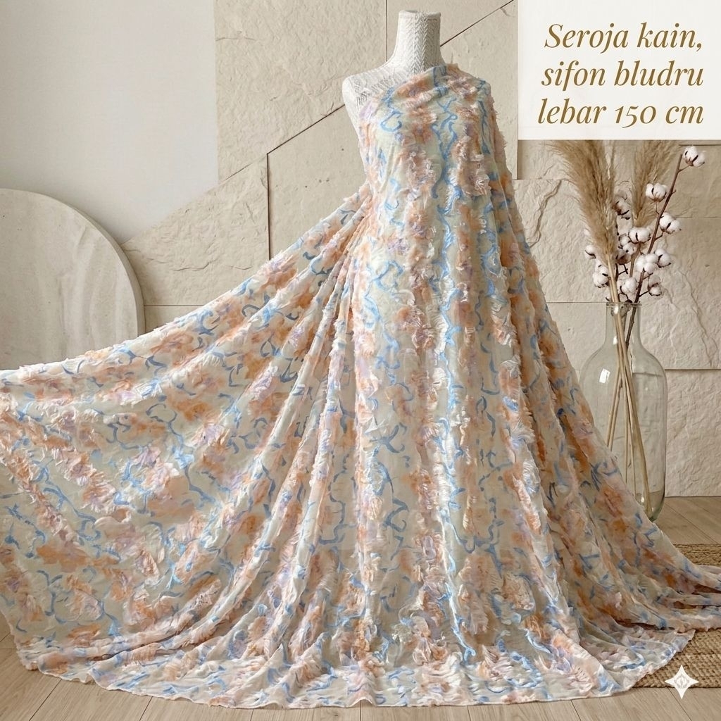 Kain Sifon Uragiri Beludru Motif Bulu Halus – Lebar 150cm Ilh