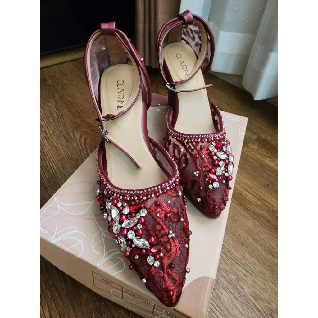 (Like New) Clairine Wedding Shoes - Maroon