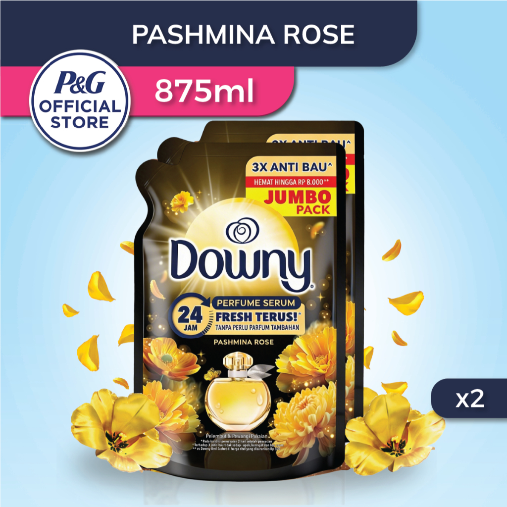 Downy Pelembut & Pewangi Pakaian Pashmina Rose Refill 875ml - Isi 2