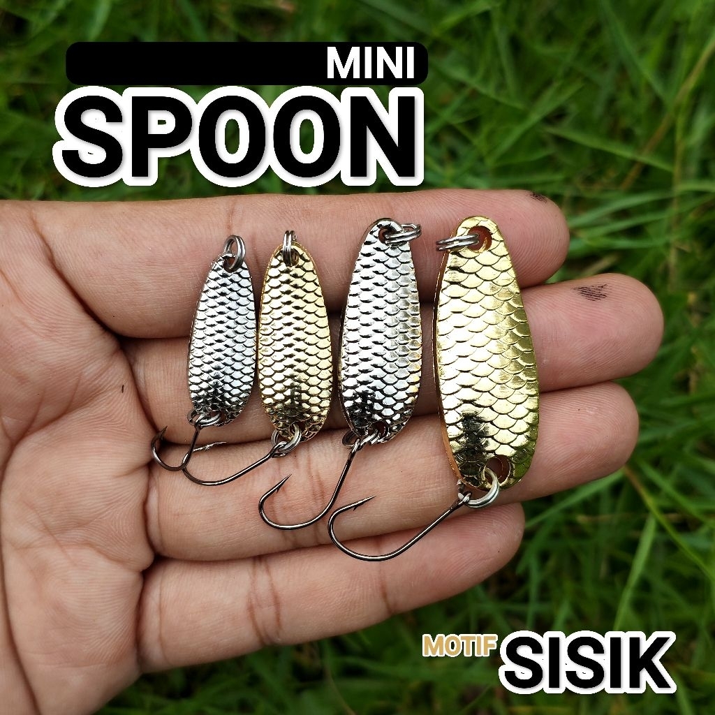 MINI SPOON motif sisik warna silver gold umpan hampala sebarau