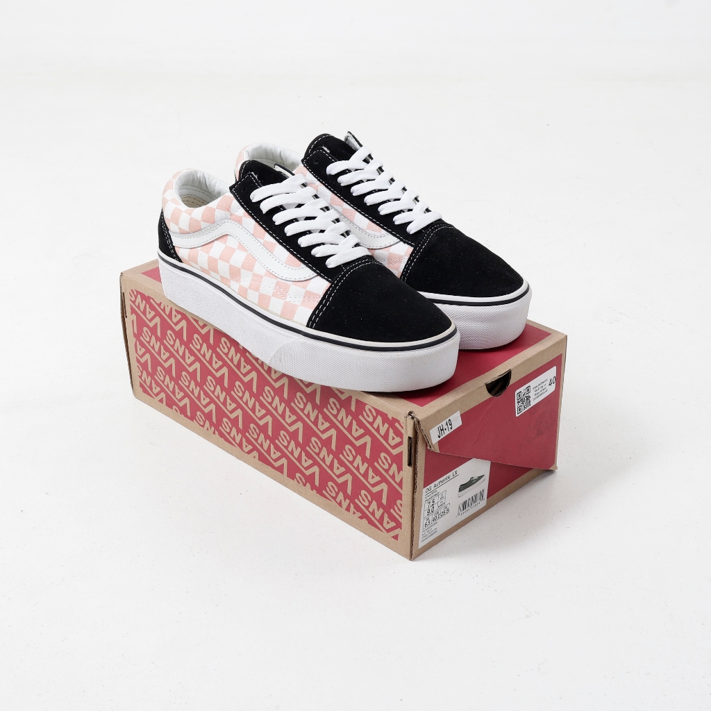 (MARKET) Sepatu Sneakers Vans Old Skool Checkerboard Platform Black Pink