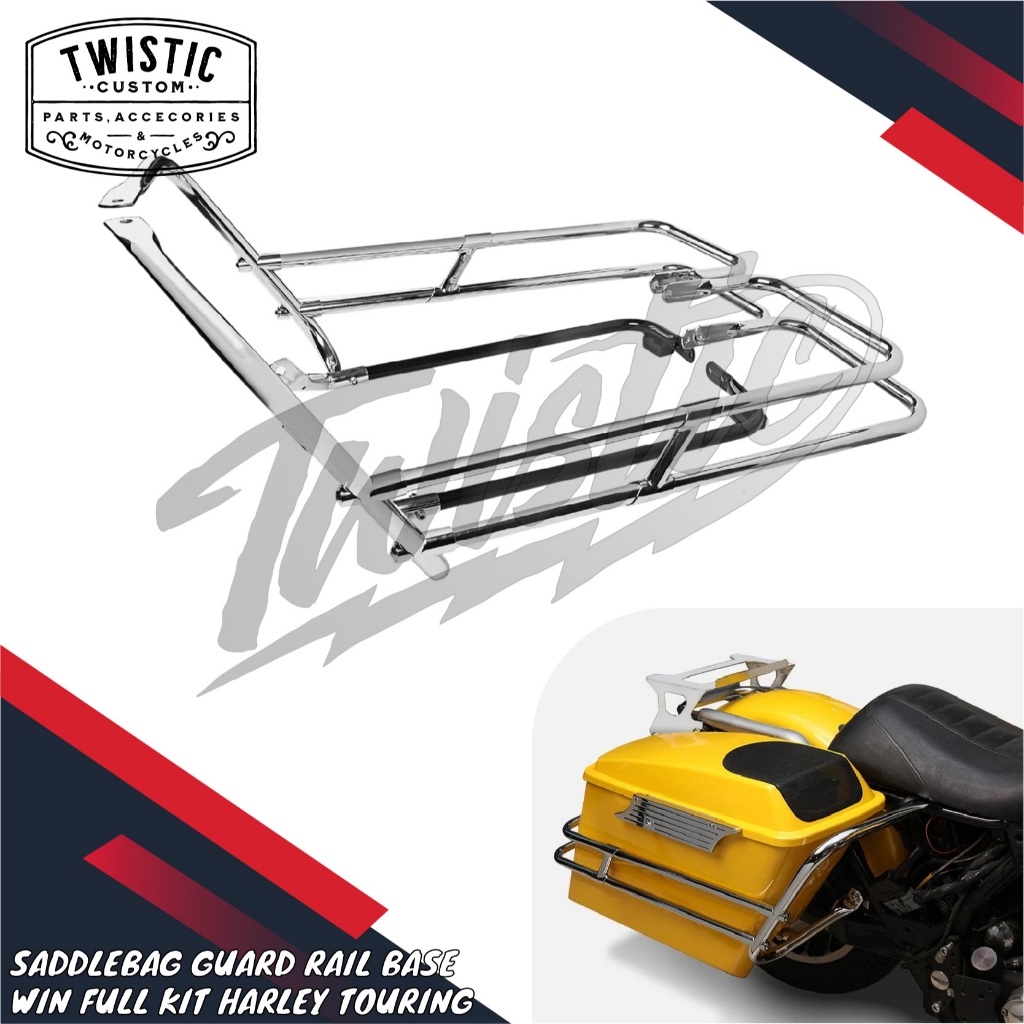 Saddlebag Guard Rail Base Twin Full Kit Mounting Bracket Knockdown Pelindung Protector Sidebag Side 