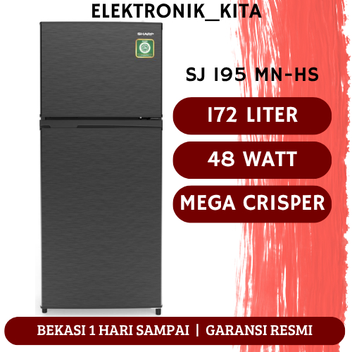 SHARP KULKAS 2 PINTU 172 LITER SJ 195 MN-HS SJ-195MN-HS SJ195MNHS MN HS BEKASI MURAH GARANSI RESMI