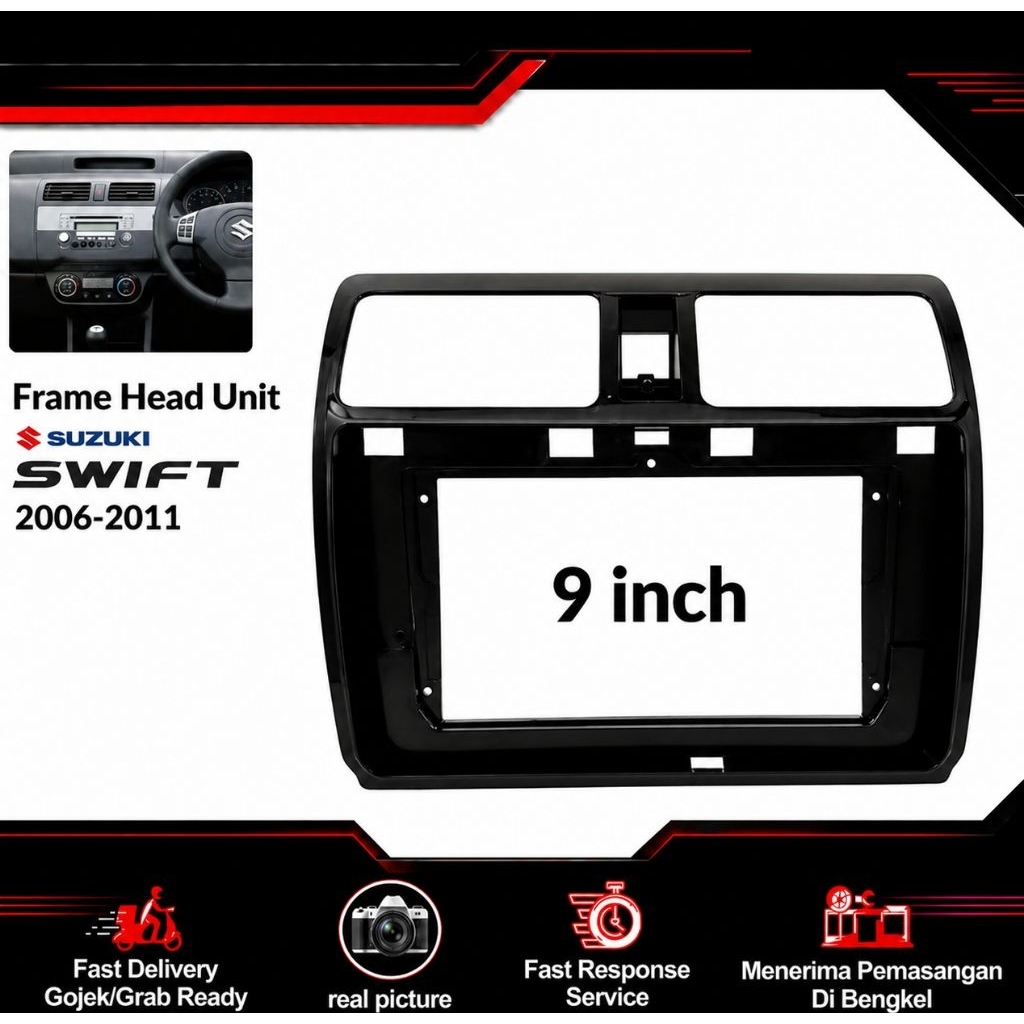 frame head unit android 9inch 10inch suzuki swift tahun 2006-2011