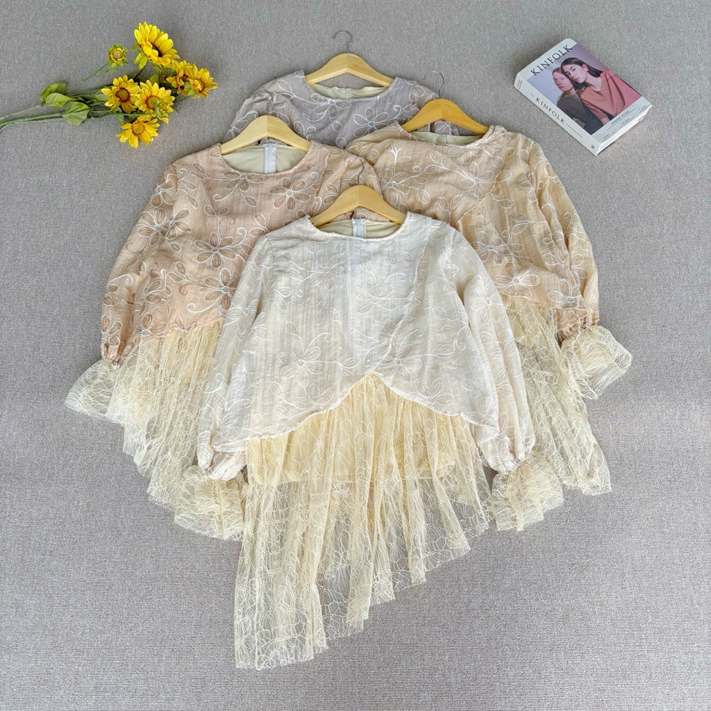 Diamore | LUNARA BLOUSE | BLOUSE MOTIF BUNGA BORDIR PREMIUM | BLOUSE LACE WANITA PREMIUM
