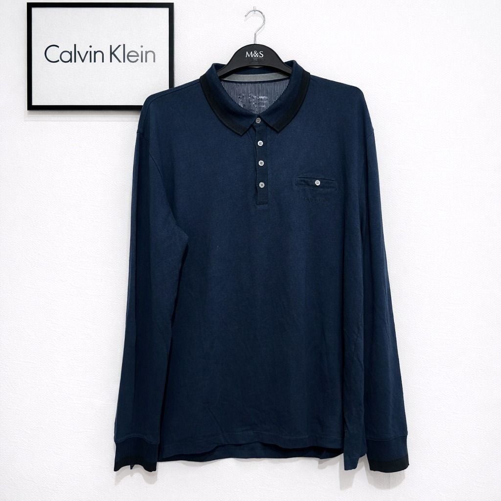 CALVIN KLEIN Long Sleeve Polo Pocket Shirt | Kaos kerah Cowo Pria CK