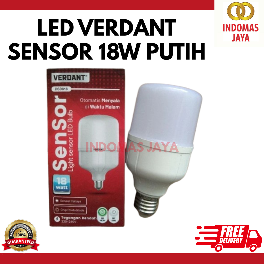Lampu verdant 18watt led sensor cahaya otomatis menyala dimalam hari
