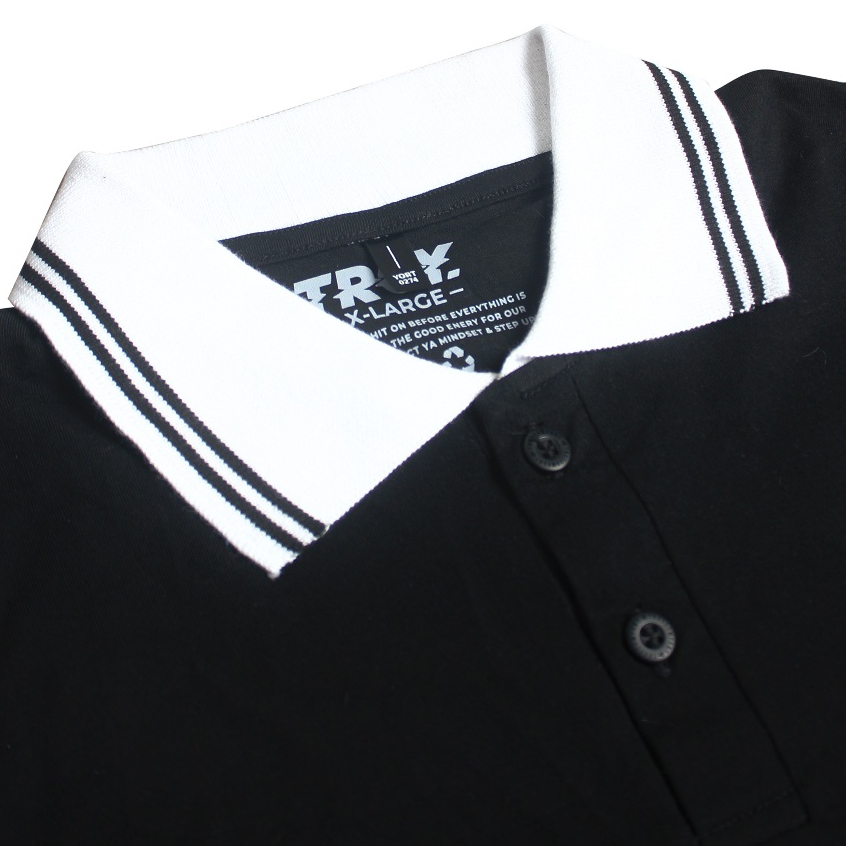Troy Company Kaos Polo Hitam - Laurel Wreath Polo Shirt Black PRD 3007