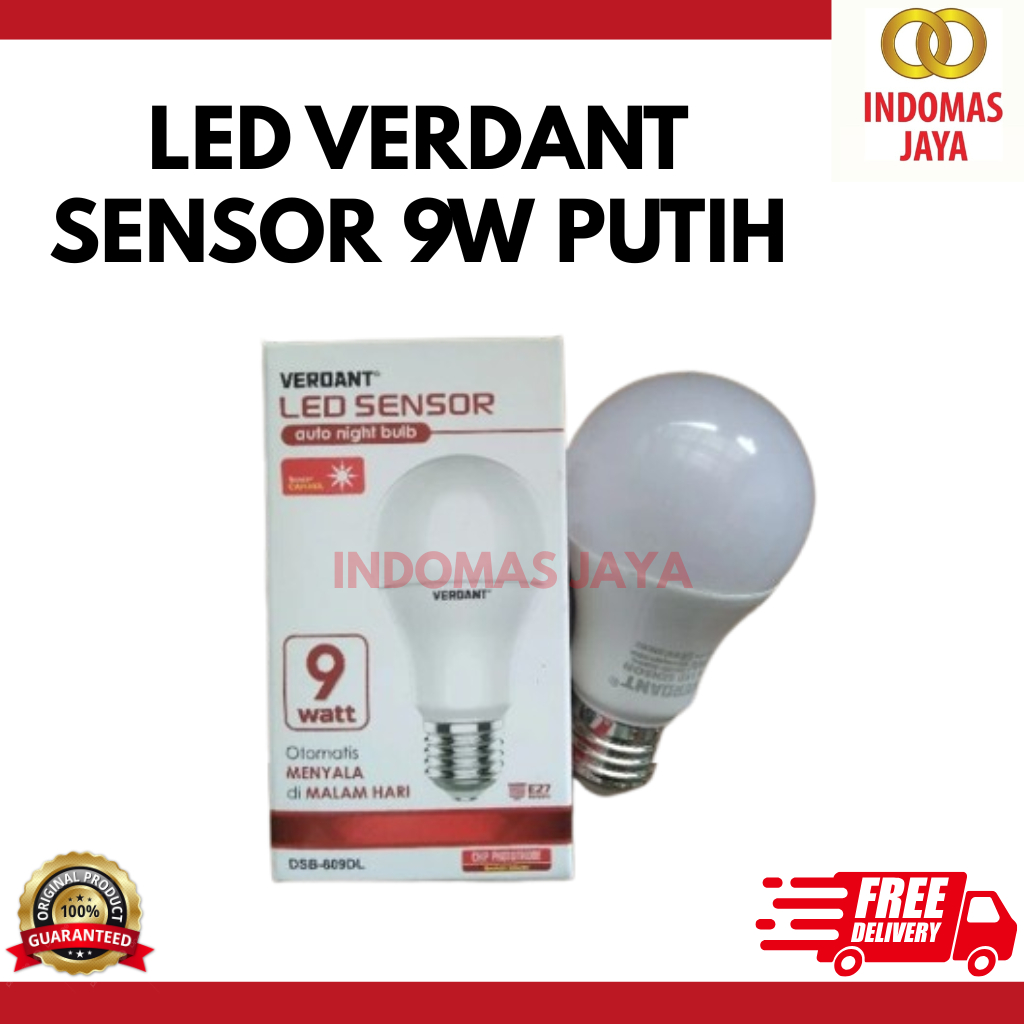 Lampu verdant 9watt led sensor cahaya otomatis menyala dimalam hari