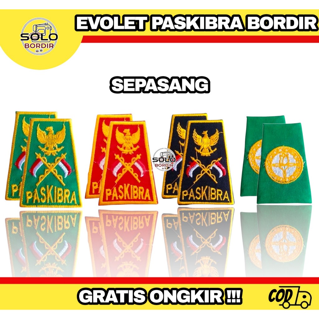 Evolet paskibra Bordir | Evolet paskibra hijau hitam merah teratai