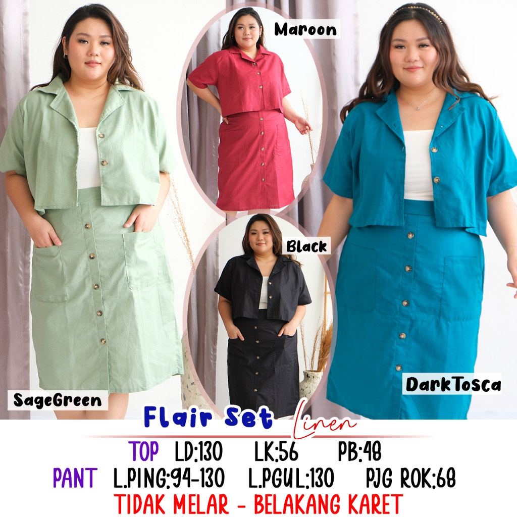 FLAIR SET SETELAN LINEN KANTOR BIGSIZE JUMBO MURAH