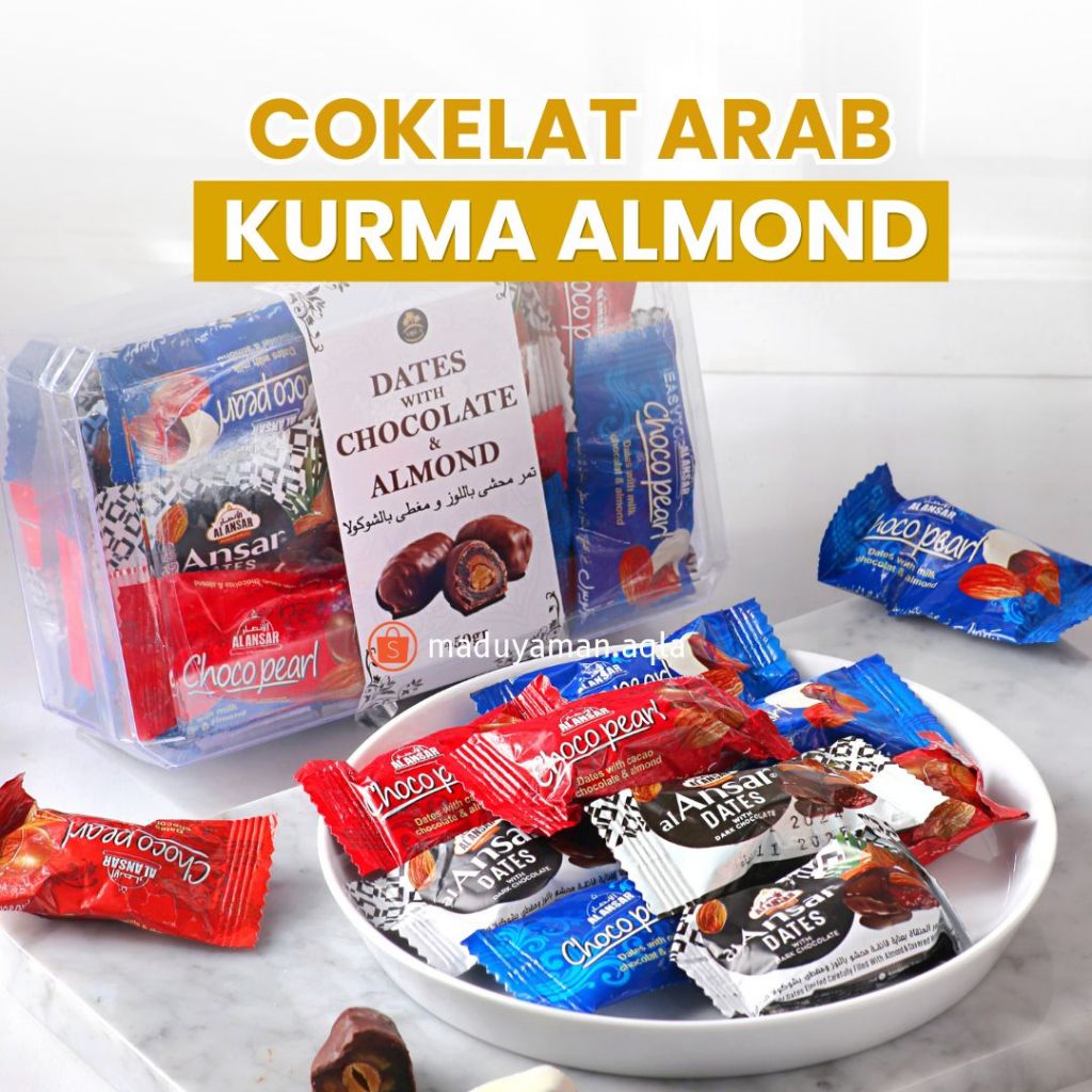 Coklat Kurma Almond Al-Anshar Chocolate dates with Almond Asli Saudi