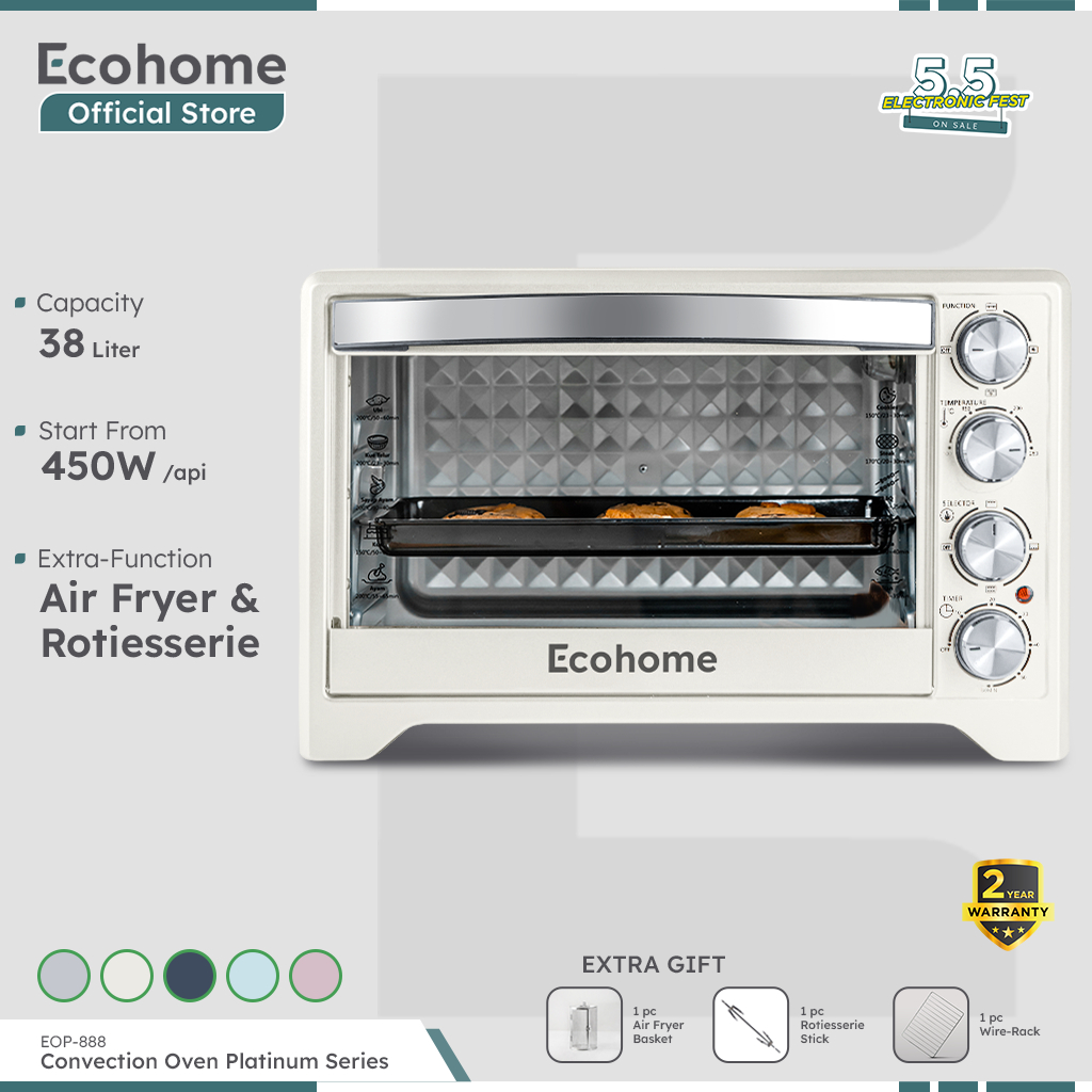 [INSTANT ONLY] ECOHOME Oven Platinum Series EOP888 38L with Air Fryer & Rotisserie Function Low Watt