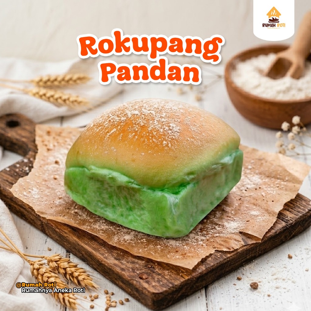 Rokupang Pandan Isi 8 Pcs - Roti Kukus Panggang Pandan