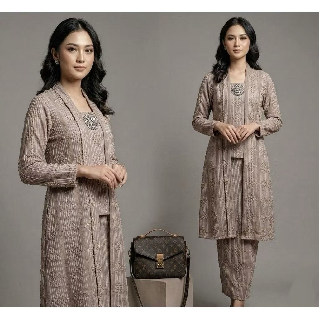 LONG KEBAYA KARTINI DAN ROK TENUN BULU TERBARU KUALITAS PREMIUM