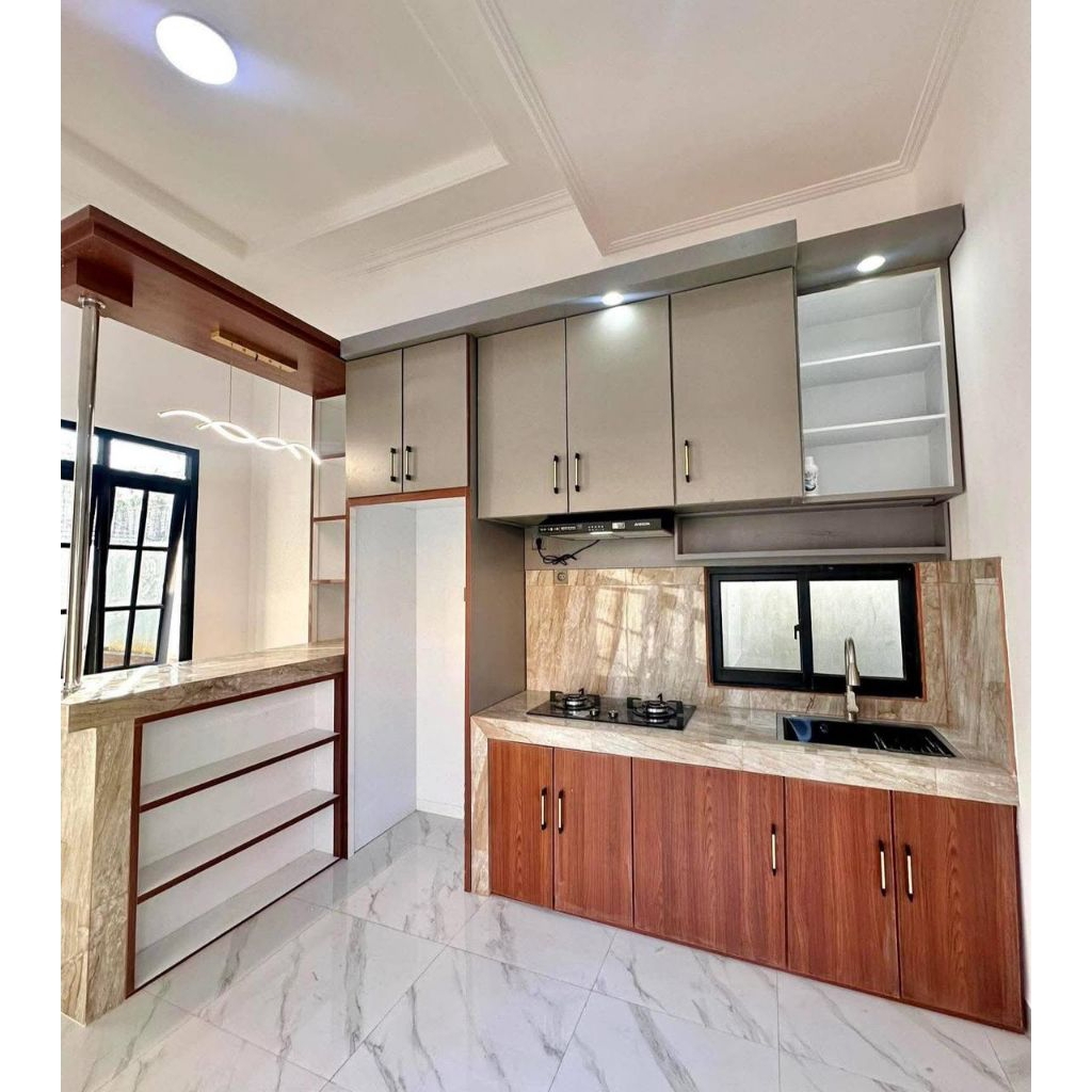 Kitchen Set Custom | Kitchen Set Minimalis | Meja Mini Bar | Kitchen Set HPL Kayu | Kitchen Set Grey
