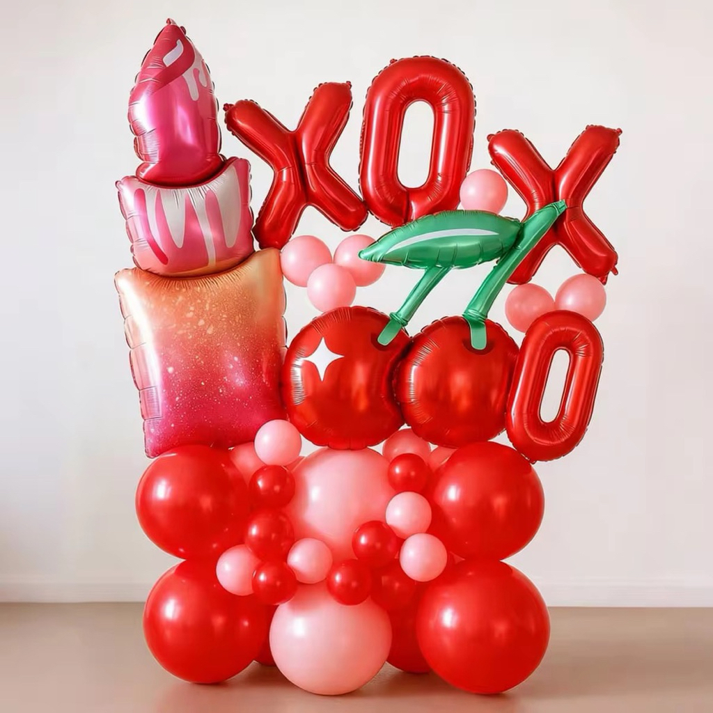 BALON STAND LIPSTIK CHERRY XOXO