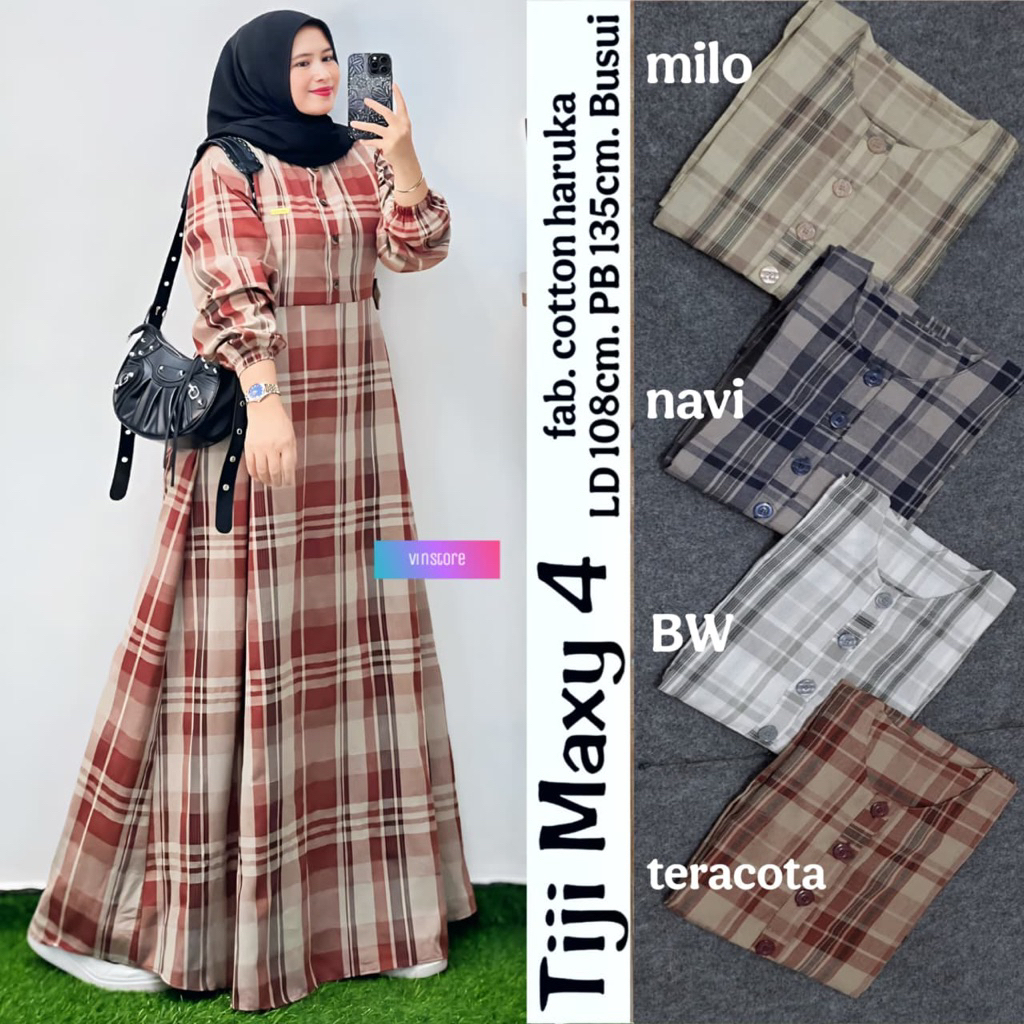 Alfihijabstore 4.5 tiji Maxy Motif Kotak Tartan by Vinstore || Ld 110cm matt Zara Import