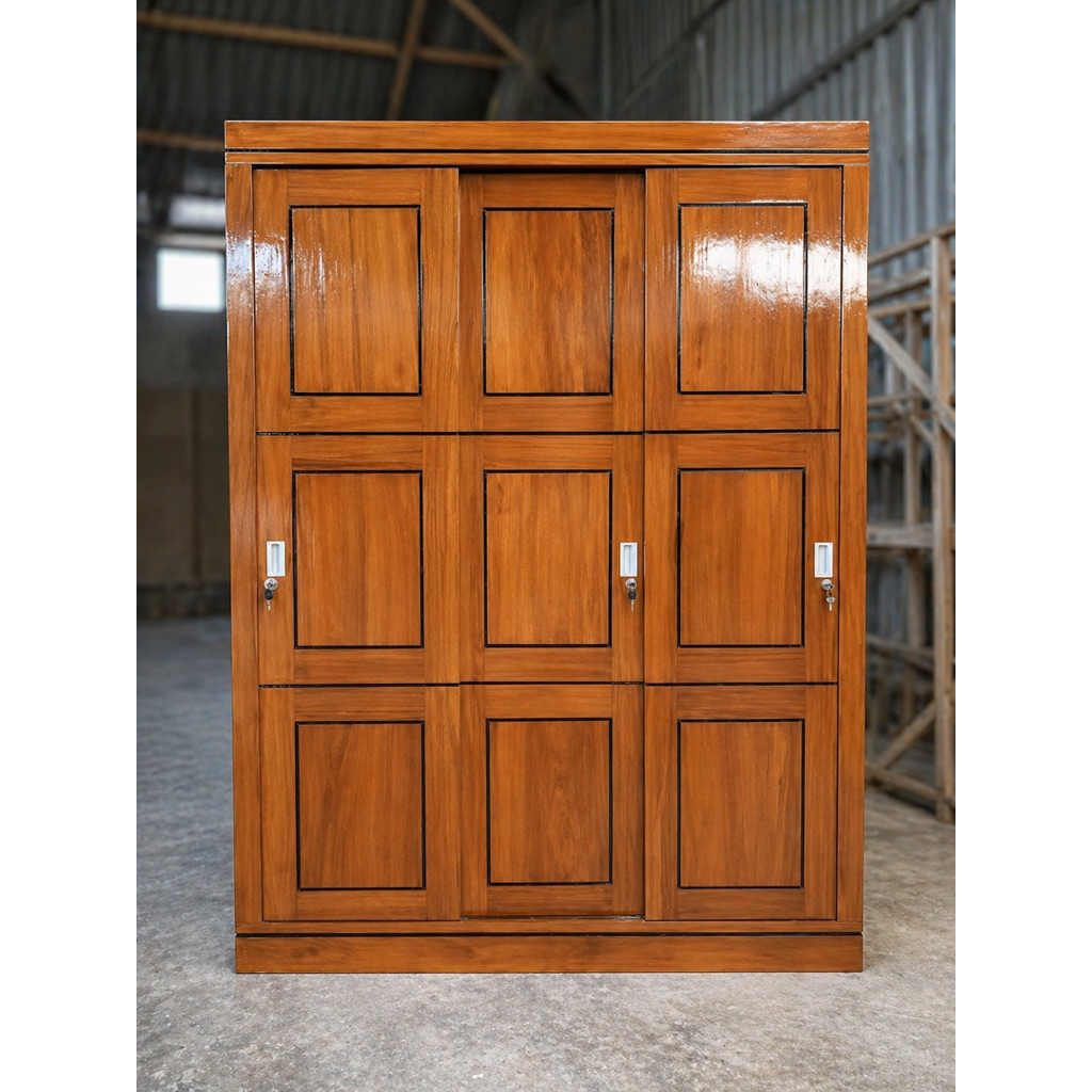 lemari minimalis sliding kayu jati | Lemari pakaian minimalis sliding kayu jati