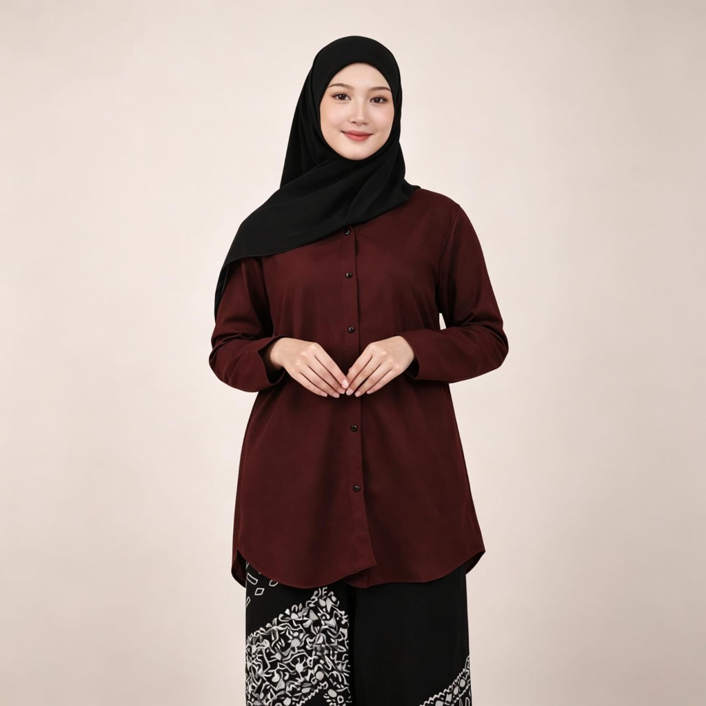 Kemeja Tunik Polos Wanita Santri Muslimah Baju Atasan Santriwati
