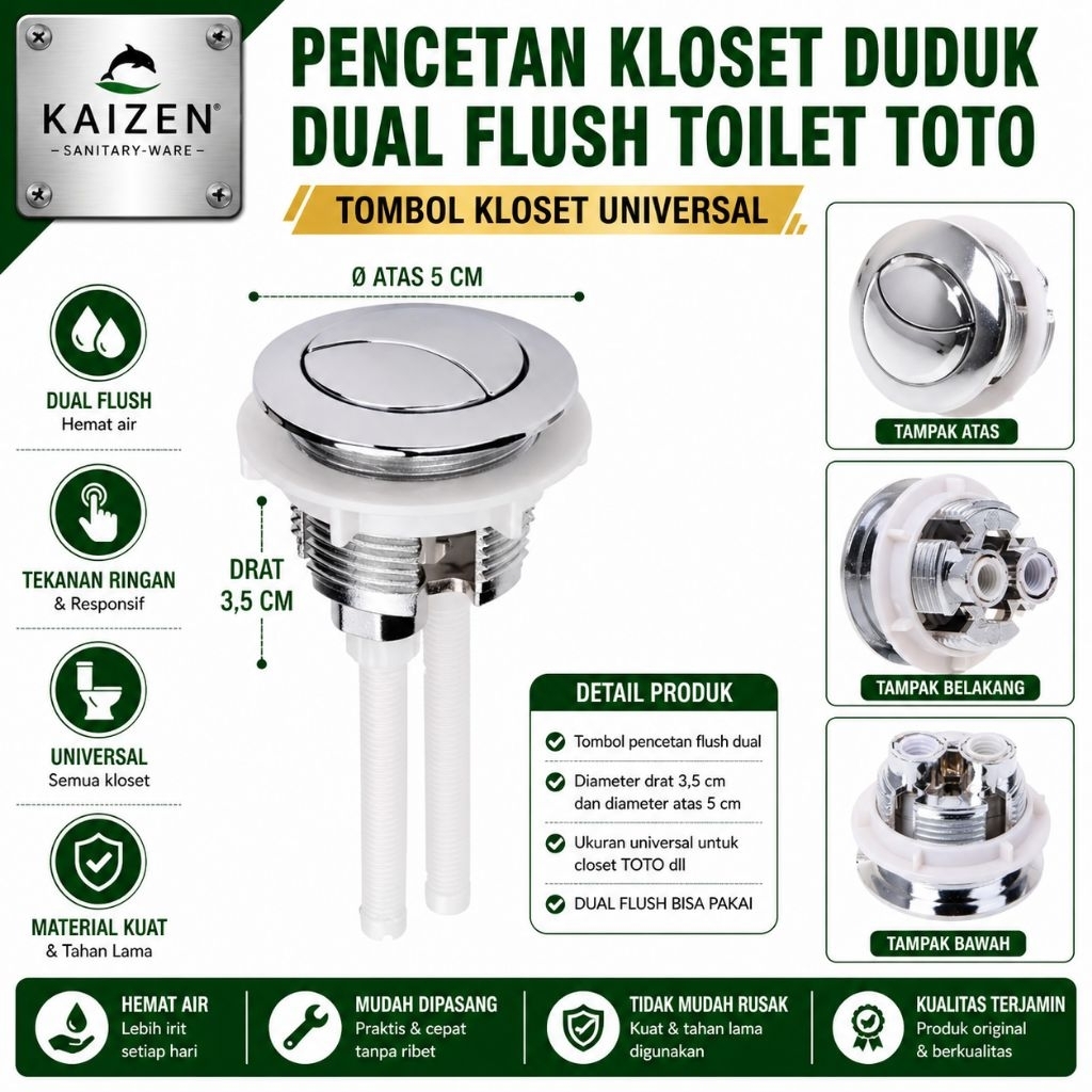 Pencetan Kloset Duduk Dual Flush Toilet Toto /Tombol Kloset Toto
