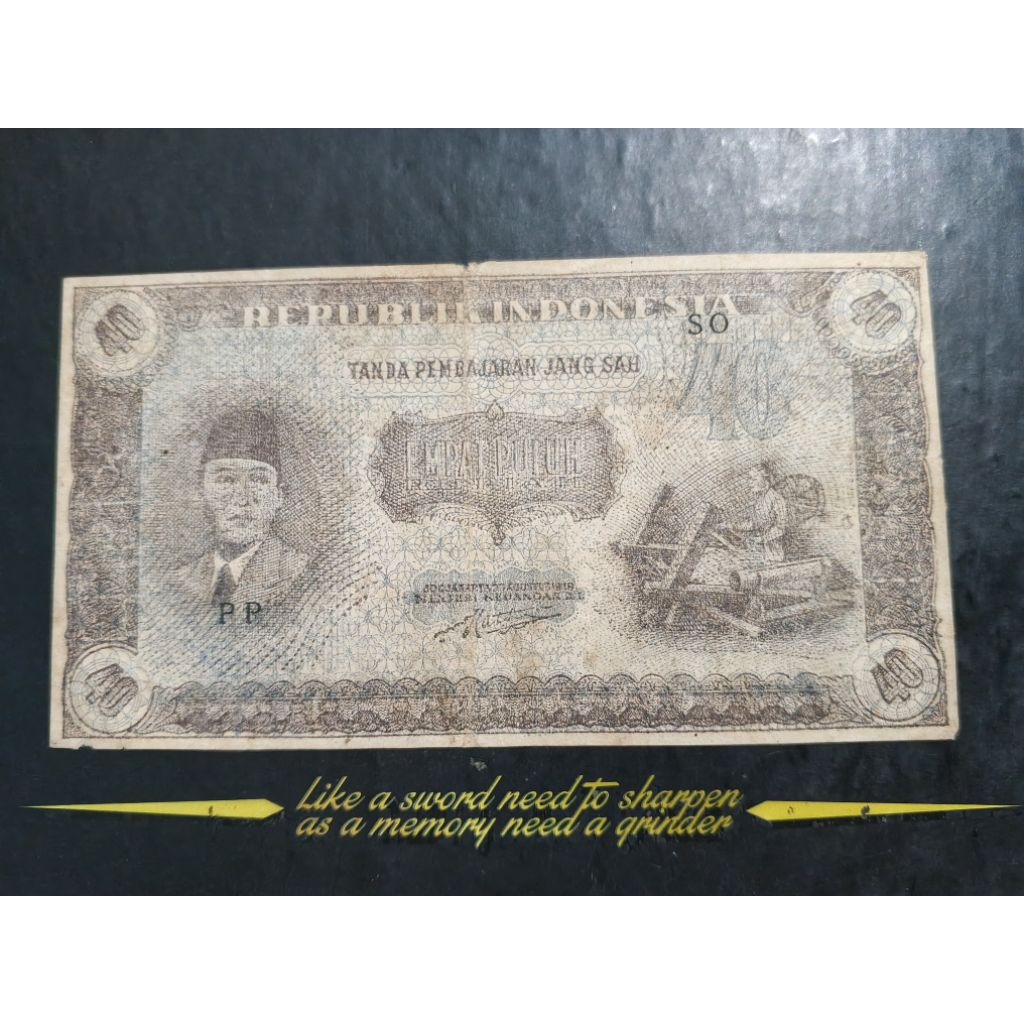 UANG KUNO 40 RUPIAH ORI SOEKARNO TAHUN 1946 LANGKA