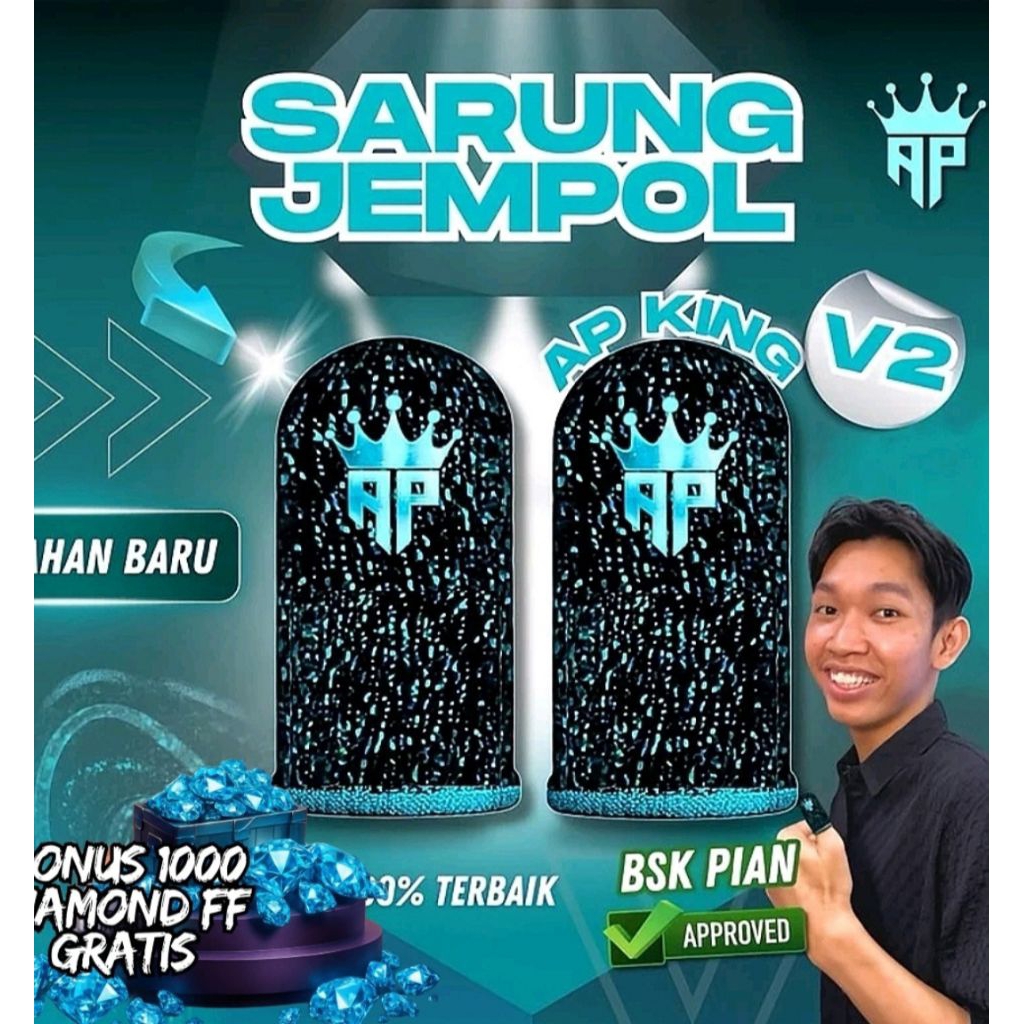 ( Sarung Jempol AP King V2 Dan Cleam 1000 Dm  ) Aksesoris Gaming Anti Keringat, Logo Reflectif Holog