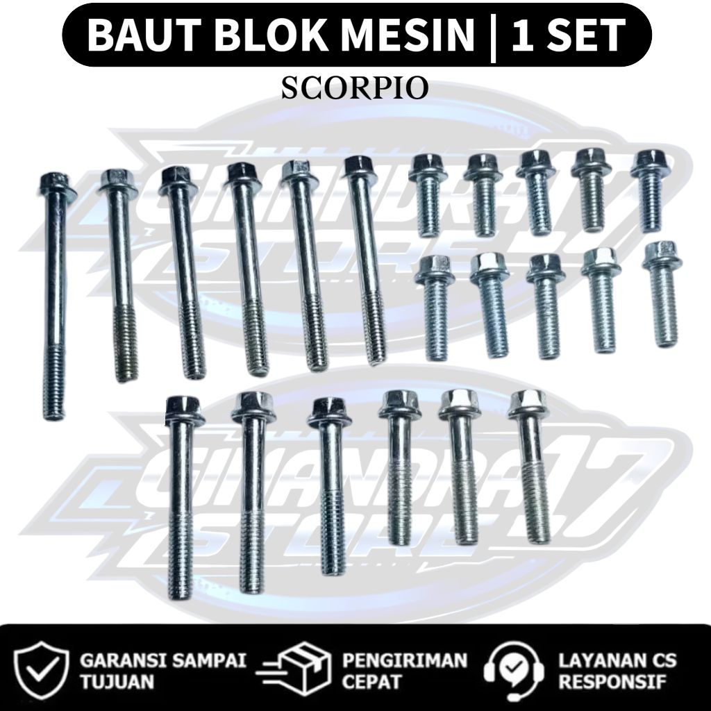 Baut Blok Mesin 1 SET Yamaha Scorpio / Baut Blok Mesin 1SET Motor Scorpio z