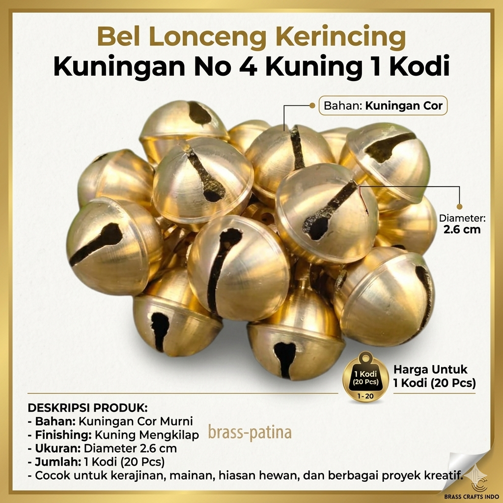 Bel Lonceng Kerincingan Kuningan Kerincing Kucing No 4 Warna Kuning 1 Kodi