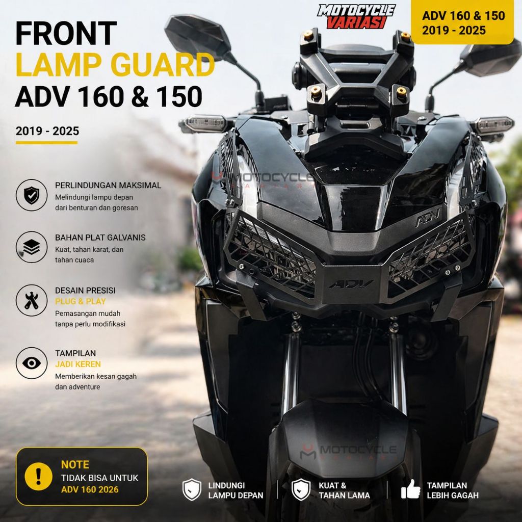 Pelindung Lampu Depan ADV 160 2022-2025 Cover Lampu Depan ADV 160 Front Lamp Guard ADV 160