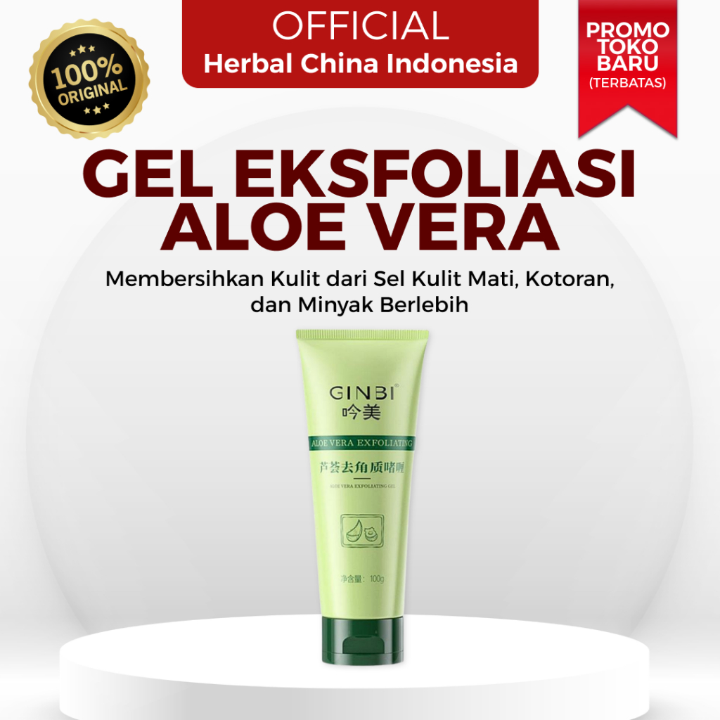 Gel Eksfoliasi Yimei Aloe Vera Exfoliating Gel 100gr - Gel Pengelupas Kulit Wajah dengan Ekstrak Lid