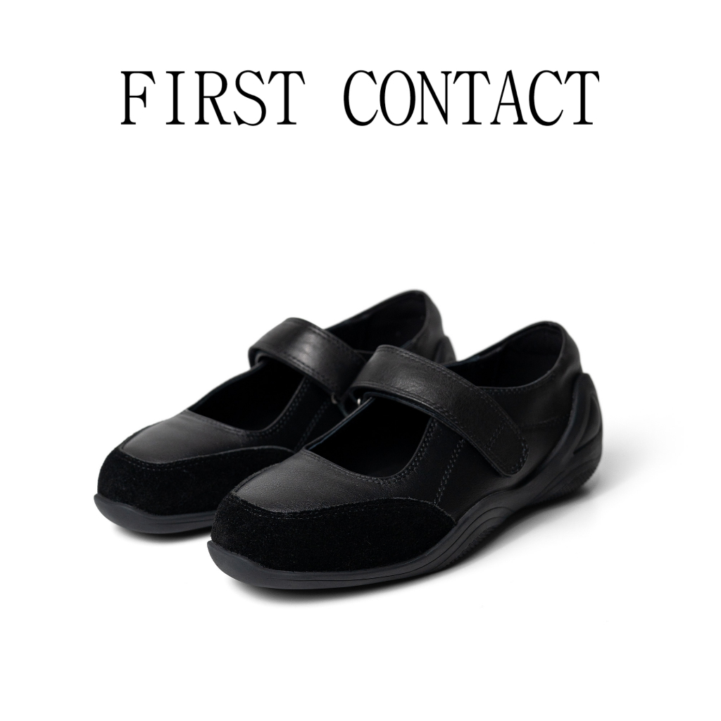 FIRST CONTACT Sepatu Wanita Mary Jane Beline Black Flat Shoes Kerja Elegan