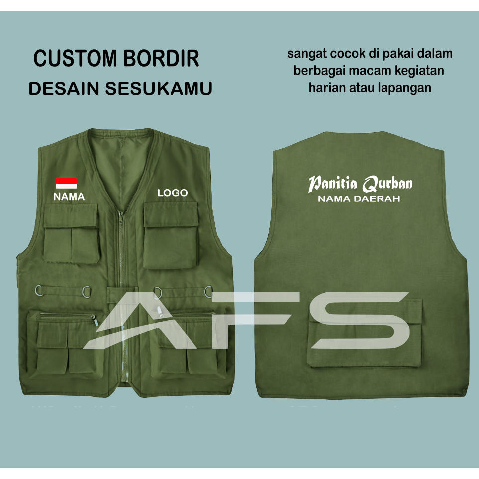 Rompi tactical custom bodir Rompi panitia Qurban rompi lapangan rompi outdor rompi motor rompi terla