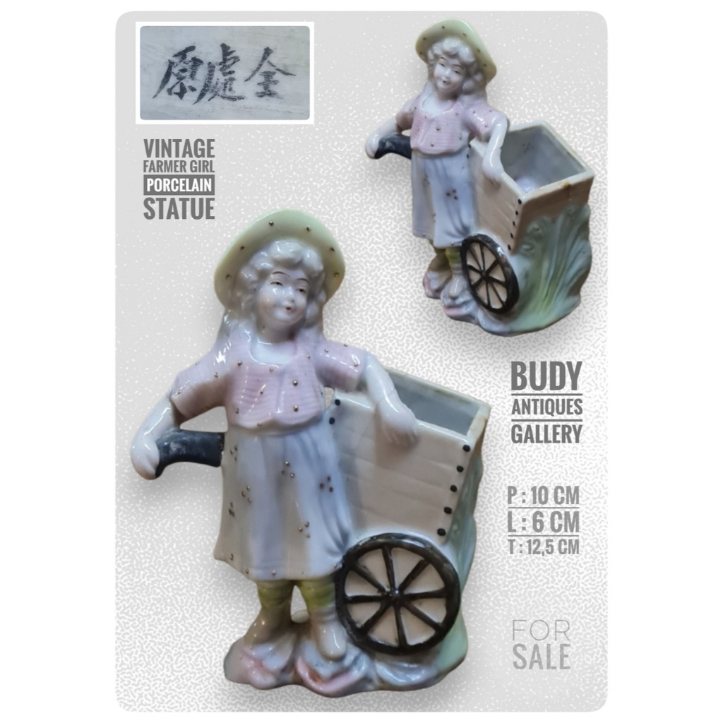 Vintage 1960's Farmer Girl Porcelain Statue