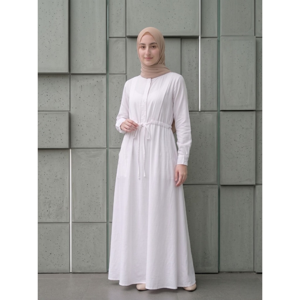 GF - GAMIS ROXELA DRESS JUMBO BAHAN TOYOBO PREMIUM GAMIS PUTIH POLOS