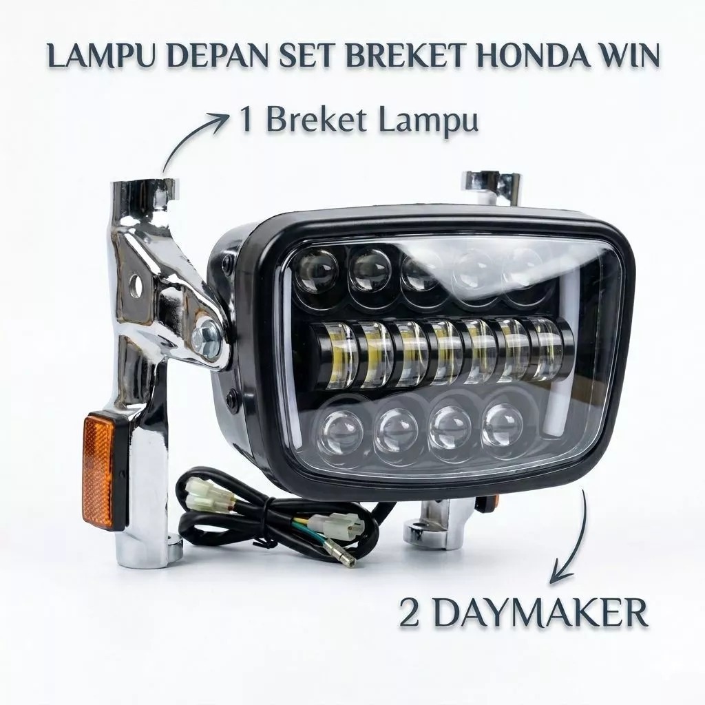 LAMPU DEPAN LED WIN 100 WIN100 SET BREKET LAMPU ORIGINAL LOSTPACK