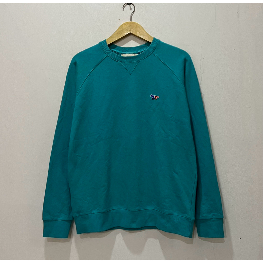 Crewneck Maison Kitsune Tricolor Fox Patch Blue / Sweatshirt Maison Kitsune