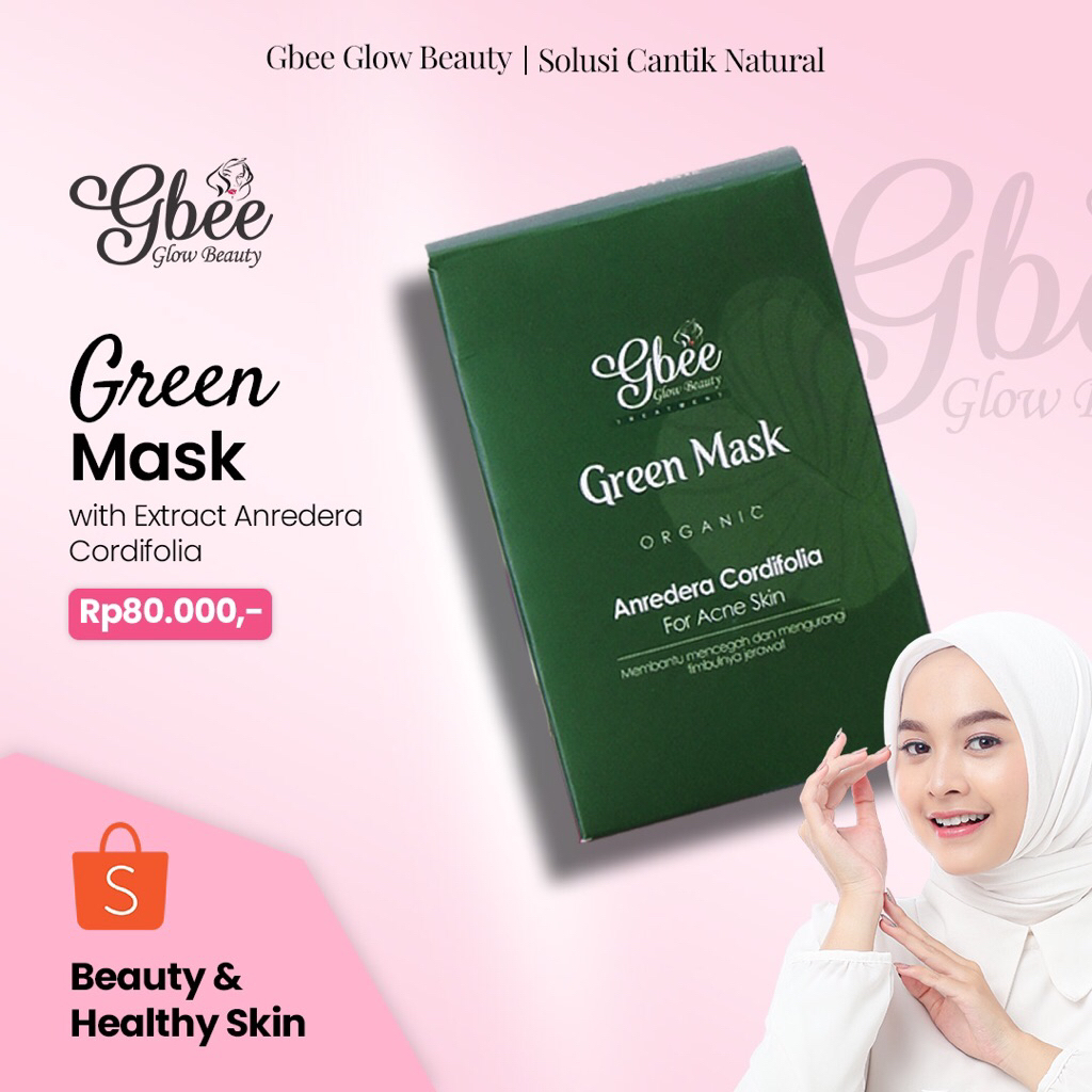 Green mask gbee glow beauty masker obat jerawat Gbee Glow Beuaty Greenmask Ekstrak Daun Binahong Chi
