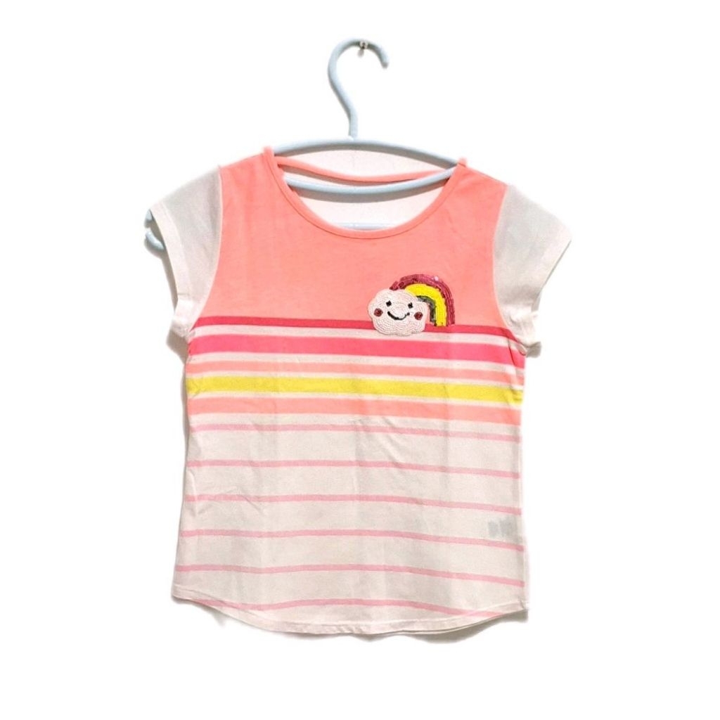 365 Kids Kaos Anak Perempuan Garanimals Little Girls Sequin Rainbow Open Back Stripe Size 7 dengan D